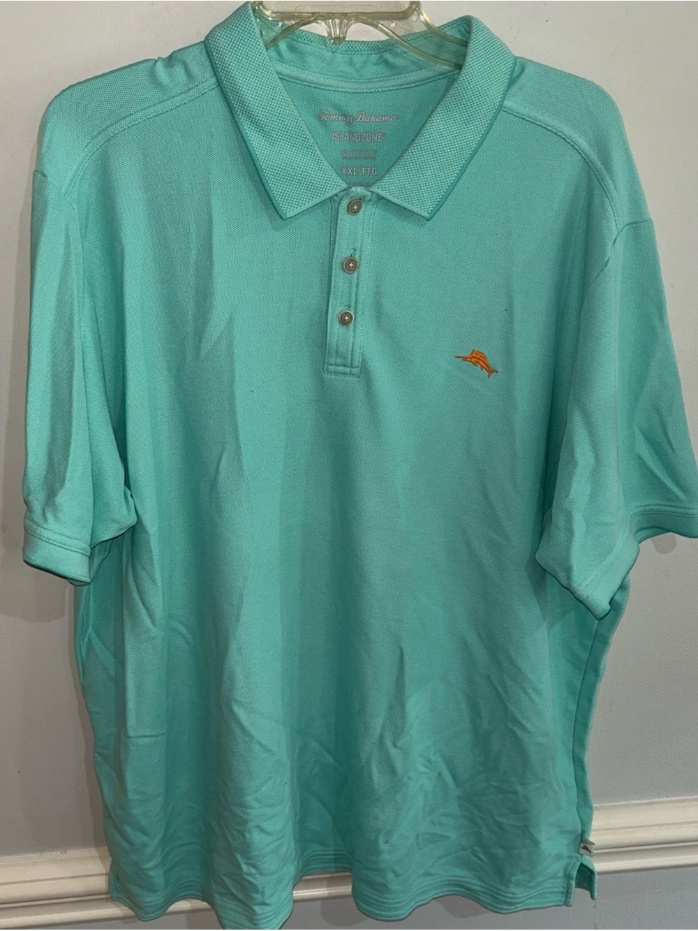 Tommy Bahama Men's Aqua Polo Shirt with Embroidered Logo
